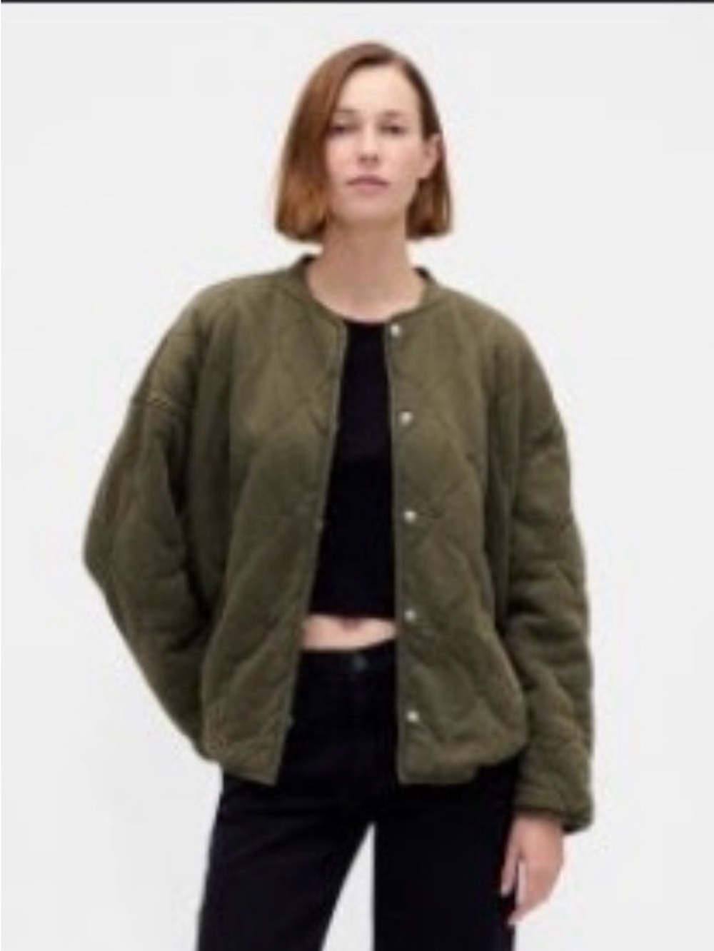 GAP Black Moss Vintagesoft Quilted Jacket Size Medium